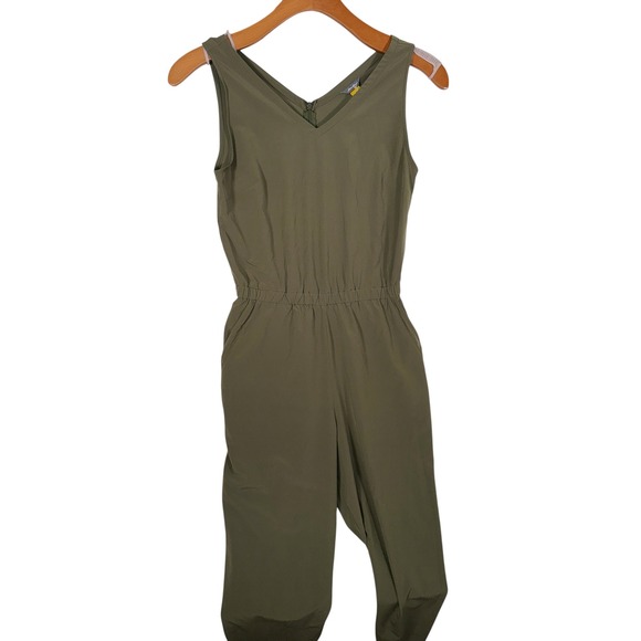Eddie Bauer Pants - Eddie Bauer Women XS Olive Green Sleeveless V-Neck Elastic Waist Jumpsuit